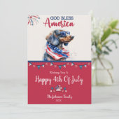 Patriottische Dog-Dachshund 4 juli Kaart (Staand voorkant)