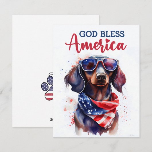 Patriottische Dog-Dachshund 4 juli Kaart (Voorkant / Achterkant)