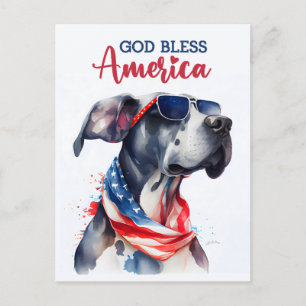 Patriottische Dog, God zegene Amerika Briefkaart