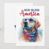 Patriottische Dog-Golden Retriever 4 juli Kaart (Voorkant / Achterkant)