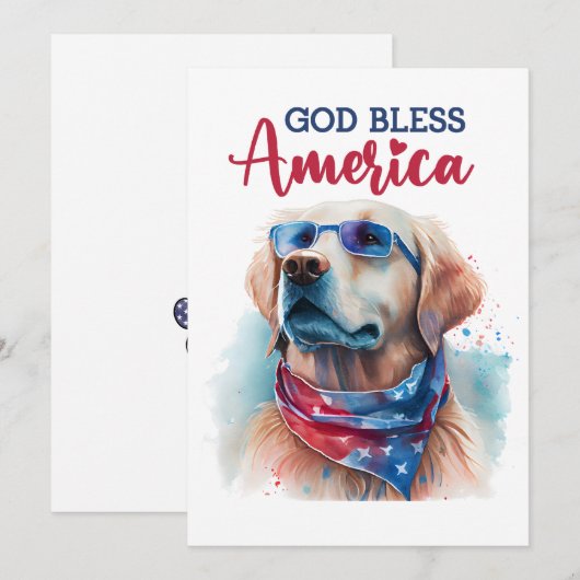 Patriottische Dog-Golden Retriever 4 juli Kaart (Voorkant / Achterkant)