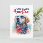 Patriottische Dog-Golden Retriever 4 juli Kaart (Staand voorkant)