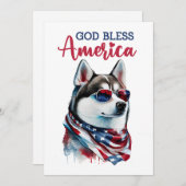 Patriottische Dog-Husky 4 juli Kaart (Voorkant / Achterkant)