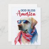 Patriottische Dog-Labrador Retriever 4 juli Kaart (Voorkant / Achterkant)