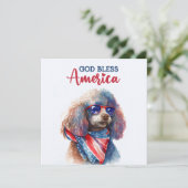 Patriottische Dog-Poodle 4 juli Kaart (Staand voorkant)