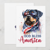 Patriottische Dog-Rottweiler 4 juli Kaart (Voorkant / Achterkant)