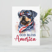 Patriottische Dog-Rottweiler 4 juli Kaart (Staand voorkant)