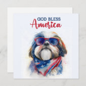 Patriottische Dog-Shih Tzu 4 juli Kaart (Voorkant / Achterkant)