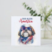 Patriottische Dog-Shih Tzu 4 juli Kaart (Staand voorkant)