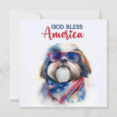 Patriottische Dog-Shih Tzu 4 juli Kaart (Voorkant)