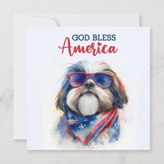 Patriottische Dog-Shih Tzu 4 juli Kaart (Voorkant)