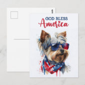 Patriottische Dog-Yorkie, God zegene Amerika Brief Briefkaart (Voorkant / Achterkant)