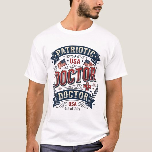 Patriottische Dokter 4 juli Vintage Shirt Ontwerp_ (Voorkant)