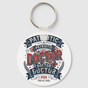 Patriottische Dokter 4 juli Vintage T-shirt Ontwer Sleutelhanger