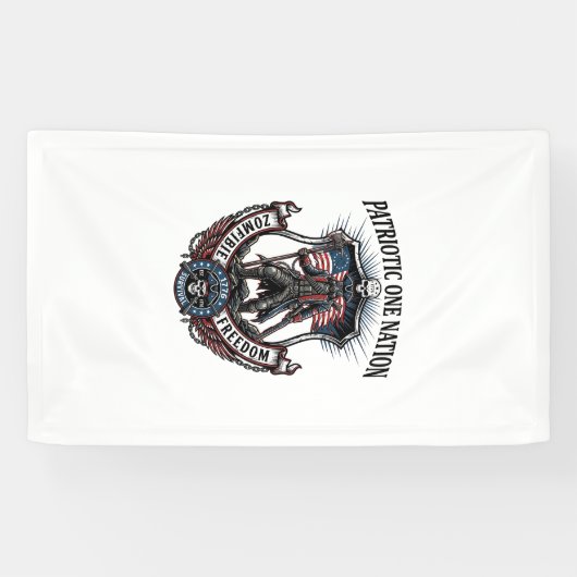 Patriottische Dolle Weg 1776 Krijger Zombie Apocal Spandoek (Horizontaal)