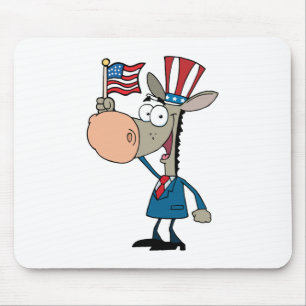 Patriottische Donkey die een Amerikaanse vlag zwaa Muismat
