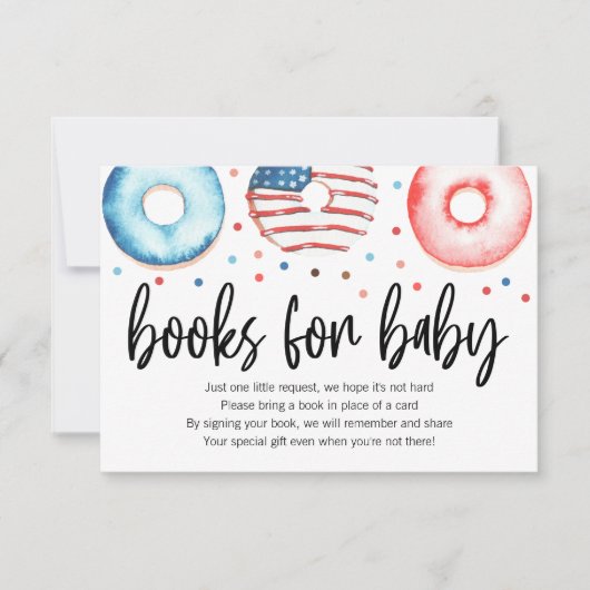 Patriottische Donut Baby Sprinkle Books voor Baby  Bedankkaart (Voorkant)