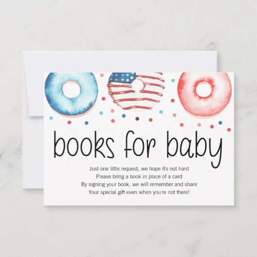 Patriottische Donut Baby Sprinkle Books voor Baby Bedankkaart (Voorkant)