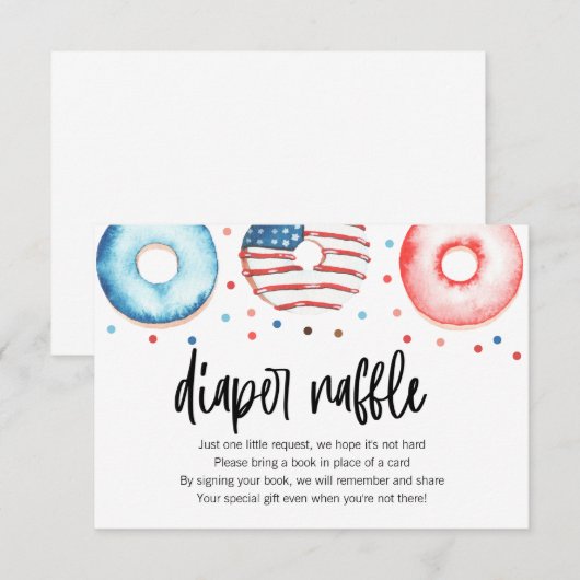Patriottische Donut Baby Sprinkle Diaper Raffle Ka Bedankkaart (Voorkant / Achterkant)
