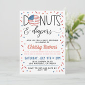 Patriottische Donut Baby Sprinkle Shower-uitnodigi Kaart (Staand voorkant)
