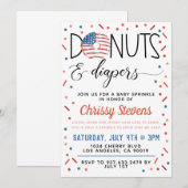 Patriottische Donut Baby Sprinkle Shower-uitnodigi Kaart (Voorkant / Achterkant)