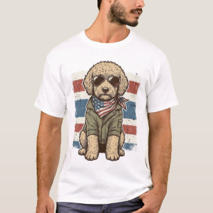 Patriottische Doodle Hond Vintage Gravure Shirt On