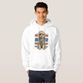 Patriottische Doodle Hond Vintage Gravure Shirt On (Voorkant volledig)