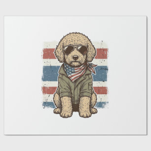 Patriottische Doodle Hond Vintage Gravure Shirt On Cadeaupapier