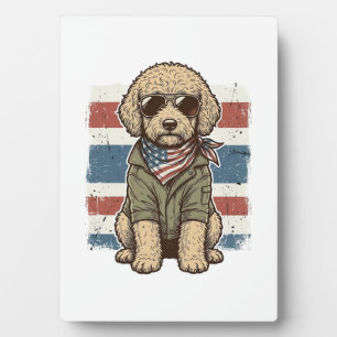 Patriottische Doodle Hond Vintage Gravure Shirt On Fotoplaat