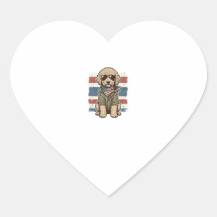 Patriottische Doodle Hond Vintage Gravure Shirt On Hart Sticker