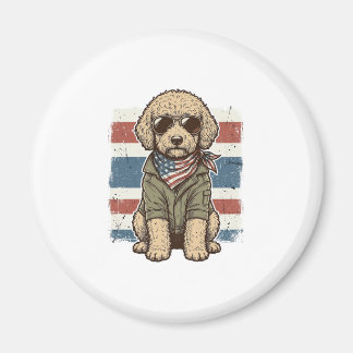 Patriottische Doodle Hond Vintage Gravure Shirt On Magneet