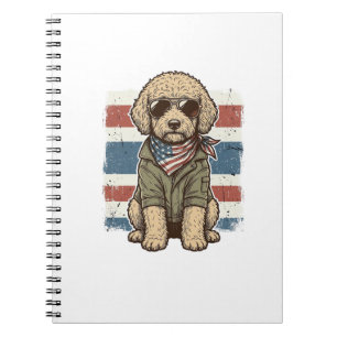 Patriottische Doodle Hond Vintage Gravure Shirt On Notitieboek