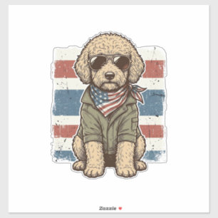 Patriottische Doodle Hond Vintage Gravure Shirt On Sticker