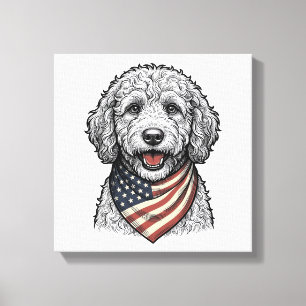 Patriottische Doodle Hond Vintage Gravure Vector O Canvas Afdruk
