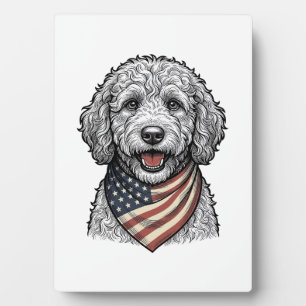 Patriottische Doodle Hond Vintage Gravure Vector O Fotoplaat