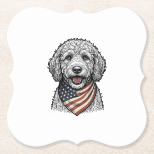 Patriottische Doodle Hond Vintage Gravure Vector O Kartonnen Onderzetters