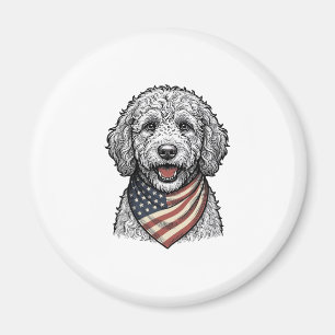 Patriottische Doodle Hond Vintage Gravure Vector O Magneet