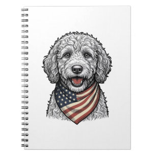 Patriottische Doodle Hond Vintage Gravure Vector O Notitieboek