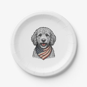 Patriottische Doodle Hond Vintage Gravure Vector O Papieren Bordje