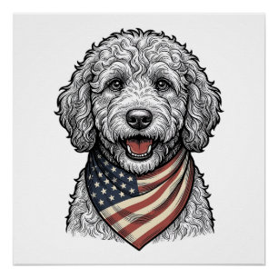 Patriottische Doodle Hond Vintage Gravure Vector O Perfect Poster