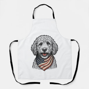 Patriottische Doodle Hond Vintage Gravure Vector O Schort