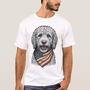 Patriottische Doodle Hond Vintage Gravure Vector O T-shirt