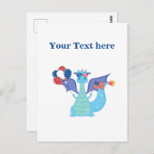 Patriottische draak met ballonnen en Amerikaanse v Briefkaart (Voorkant / Achterkant)