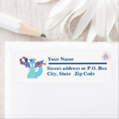 Patriottische draak met ballonnen en Amerikaanse v Etiket (Insitu)