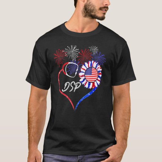 Patriottische dsp Sunflower 4 juli Amerikaanse vla T-shirt (Voorkant)
