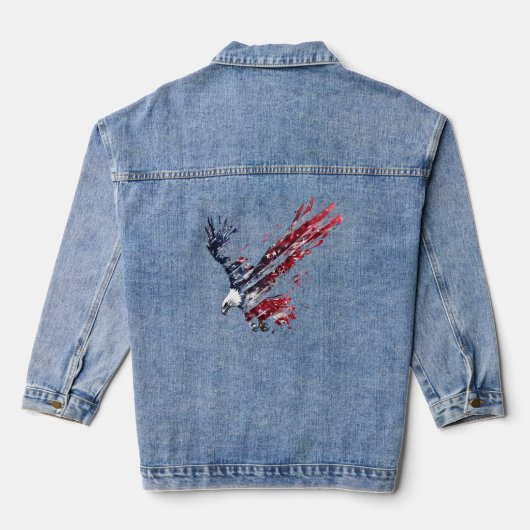 Patriottische dubbele belichting adelaar Amerikaan Denim Jacket (Achterkant)