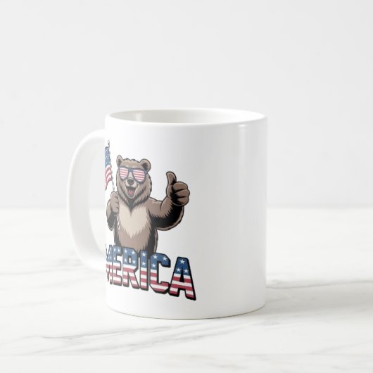 Patriottische duimen omhoog Beer Mok – Fun America (Voorkant links)