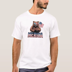 Patriottische duimen omhoog Beer T-shirt – Fun Ame