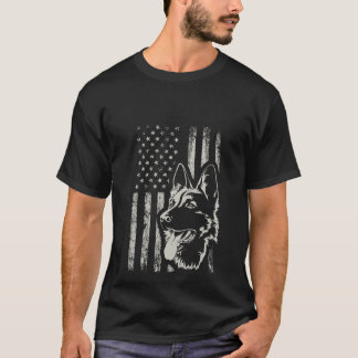 Patriottische Duitse Herder AMERIKAANSE VLAG 4 jul T-shirt