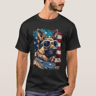 patriottische duitse herder - amerikaanse vlag 4e  t-shirt